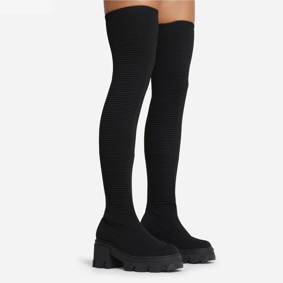 EGO Shoes Ego Overthemoon Chunky Sole Over The Knee Thigh High Sock